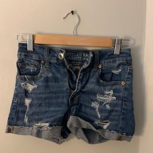 Ripped denim shorts